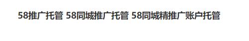 58推广托管 58同城推广托管 58同城精推广账户托管